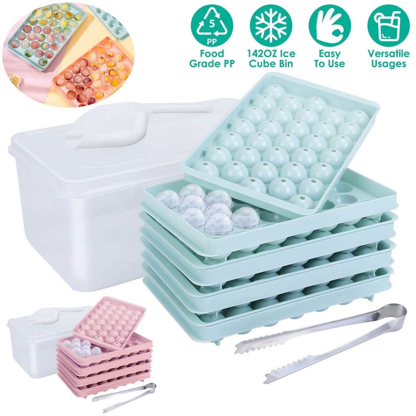 4-Pack: Small Ice Cube Maker Mold with Lid Bin DailySale