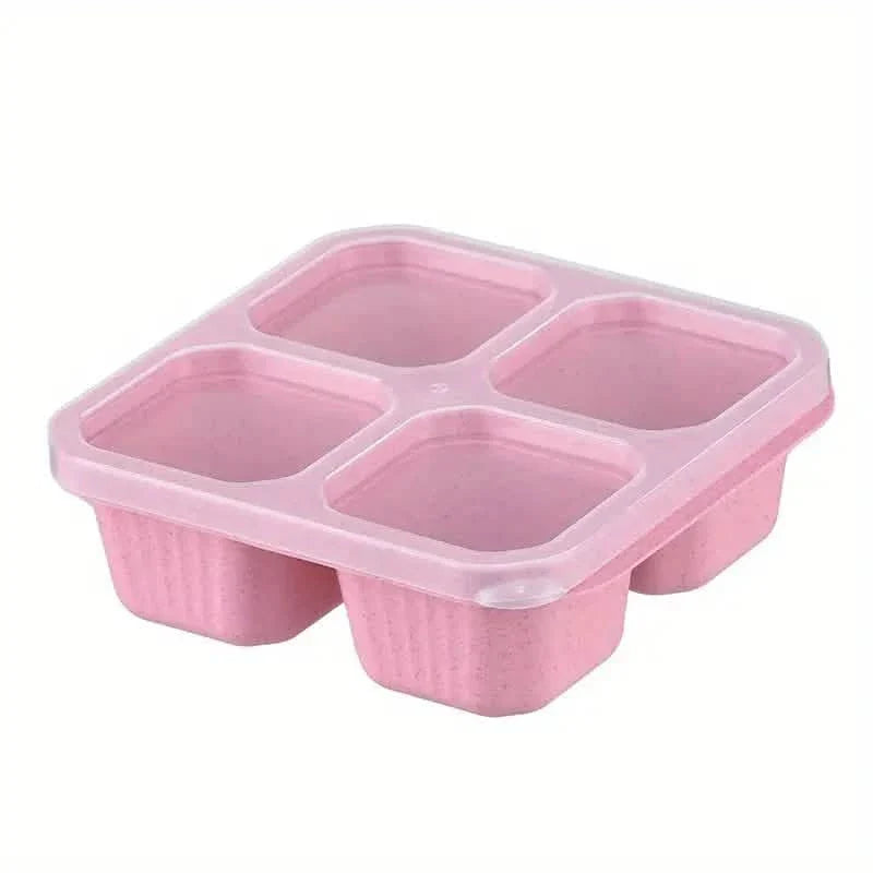 4-Pack: Snack Container With 4 Compartments, Divided Bento Lunch Box With Transparent Lids DailySale