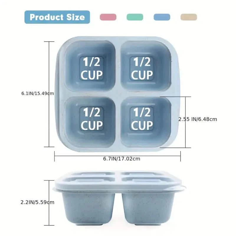 4-Pack: Snack Container With 4 Compartments, Divided Bento Lunch Box With Transparent Lids DailySale