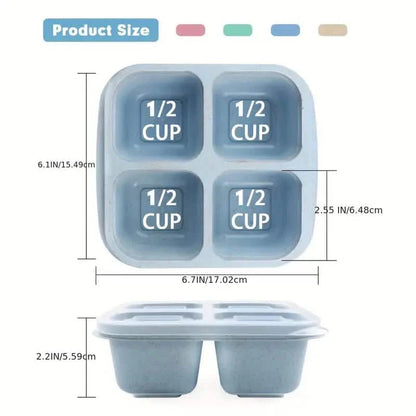 4-Pack: Snack Container With 4 Compartments, Divided Bento Lunch Box With Transparent Lids DailySale