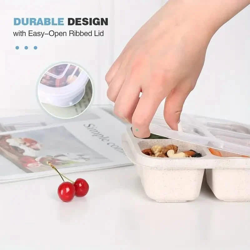 4-Pack: Snack Container With 4 Compartments, Divided Bento Lunch Box With Transparent Lids DailySale
