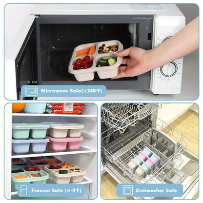 4-Pack: Snack Container With 4 Compartments, Divided Bento Lunch Box With Transparent Lids DailySale