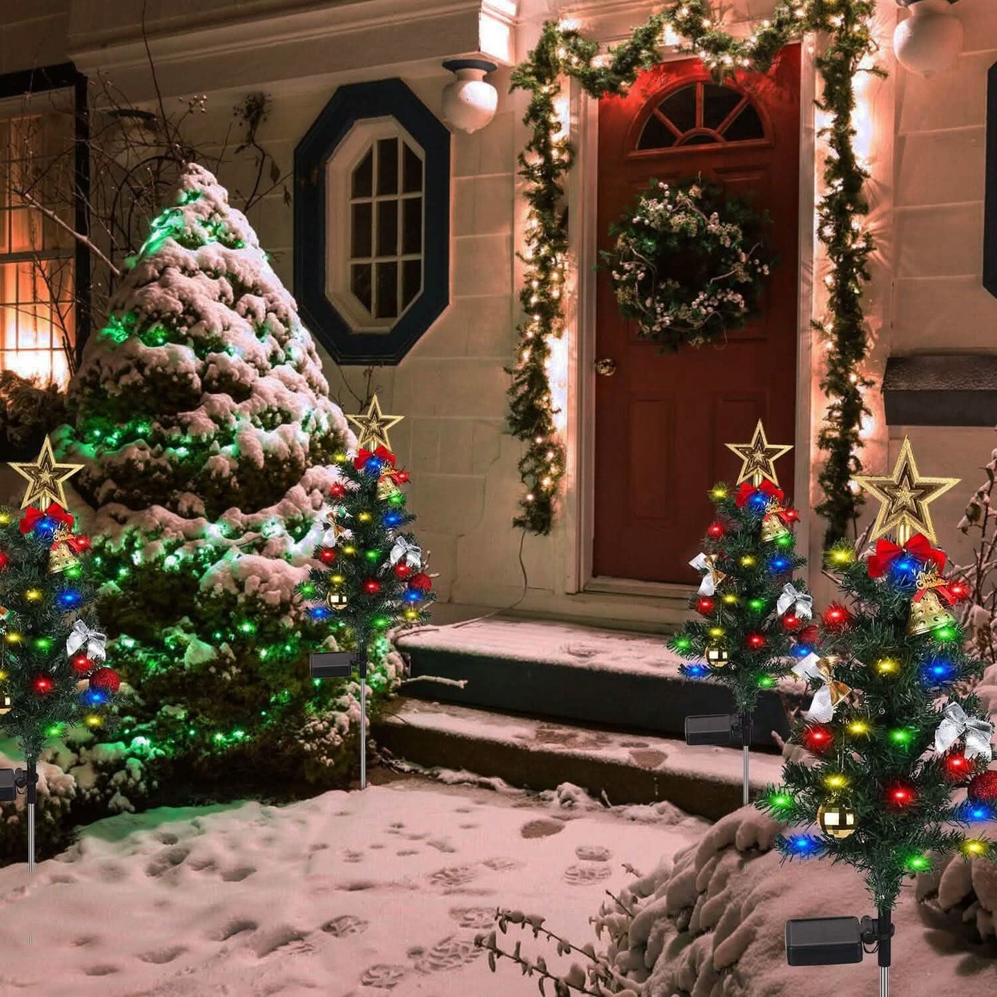 4-Pack: Solar Christmas Tree Lights Garden Decorations DailySale