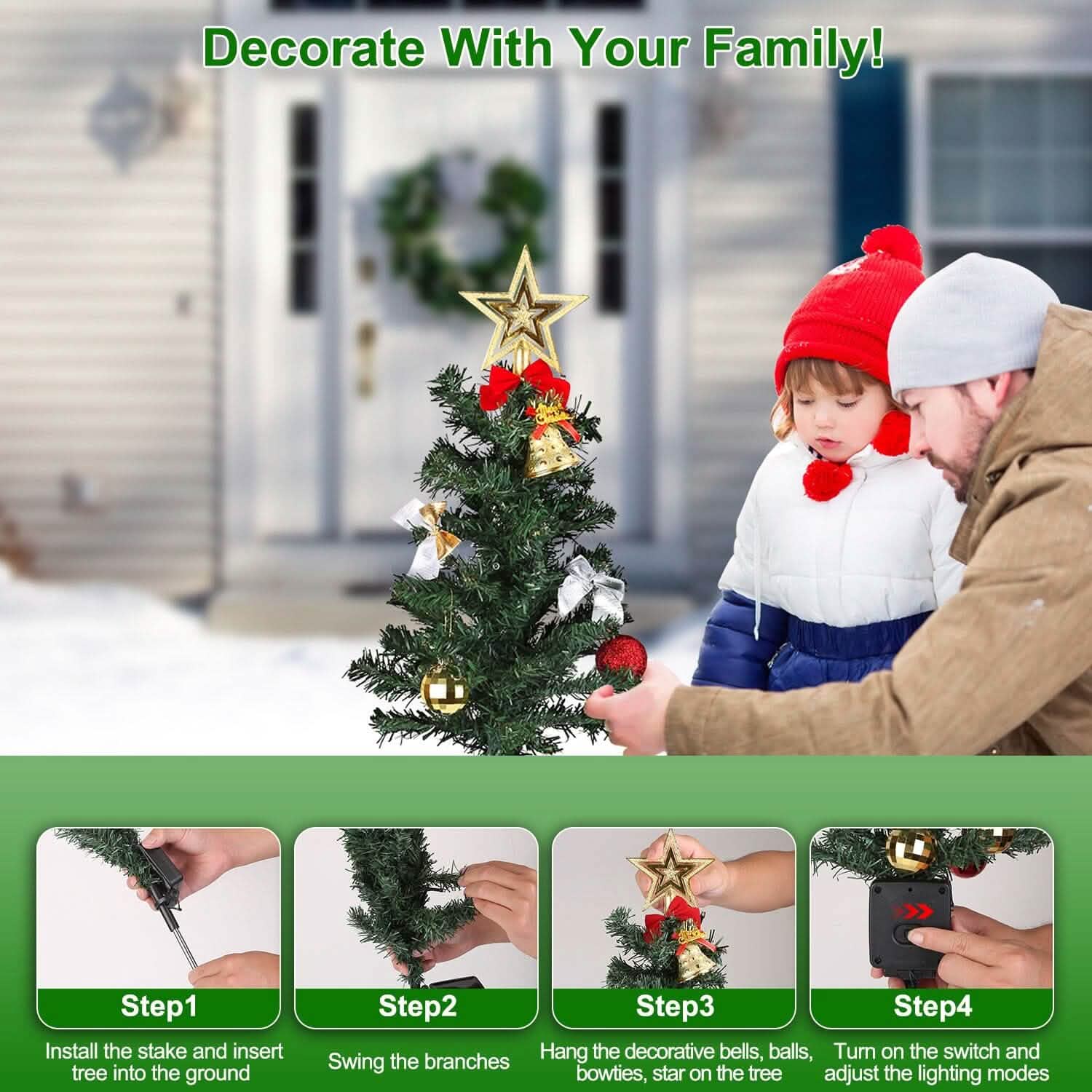 4-Pack: Solar Christmas Tree Lights Garden Decorations DailySale