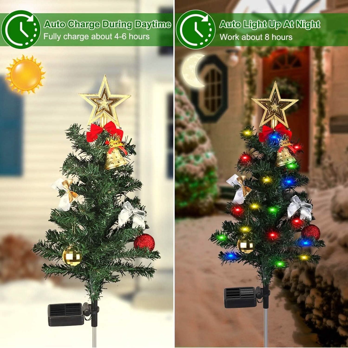 4-Pack: Solar Christmas Tree Lights Garden Decorations DailySale