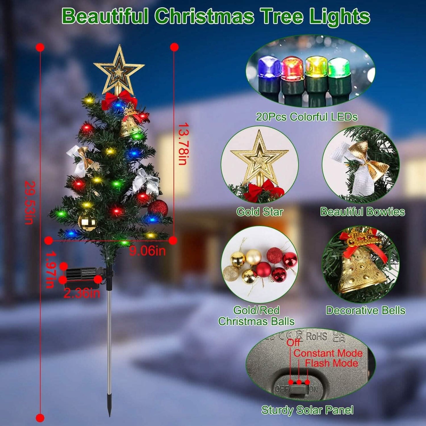 4-Pack: Solar Christmas Tree Lights Garden Decorations DailySale