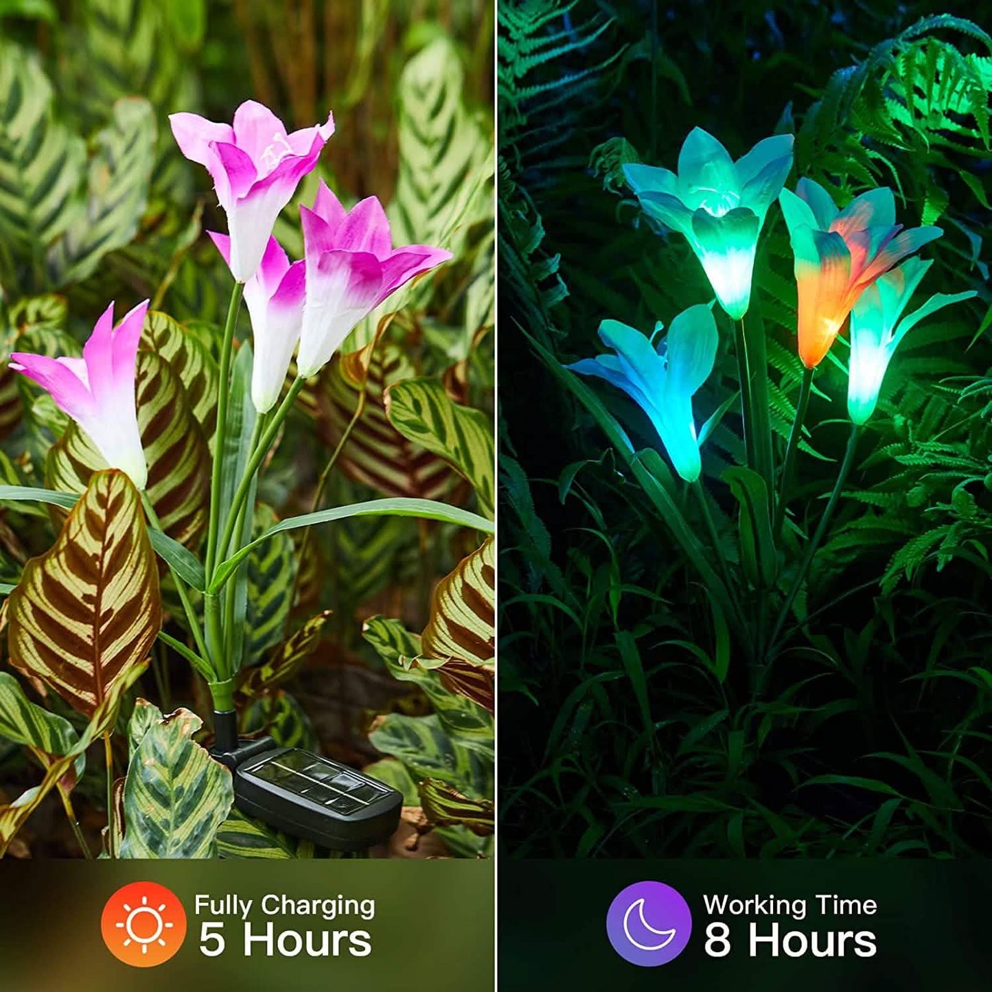 4-Pack: Solar Garden Lights Color Changing with16 Larger Lily Flowers DailySale