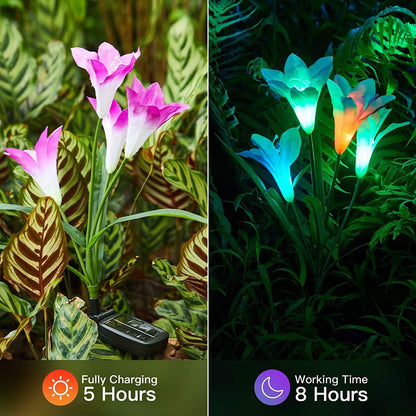 4-Pack: Solar Garden Lights Color Changing with16 Larger Lily Flowers DailySale