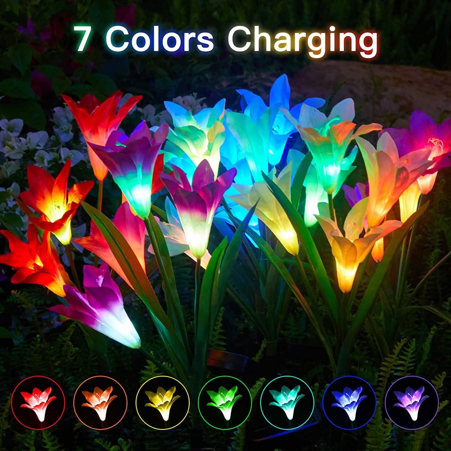 4-Pack: Solar Garden Lights Color Changing with16 Larger Lily Flowers DailySale
