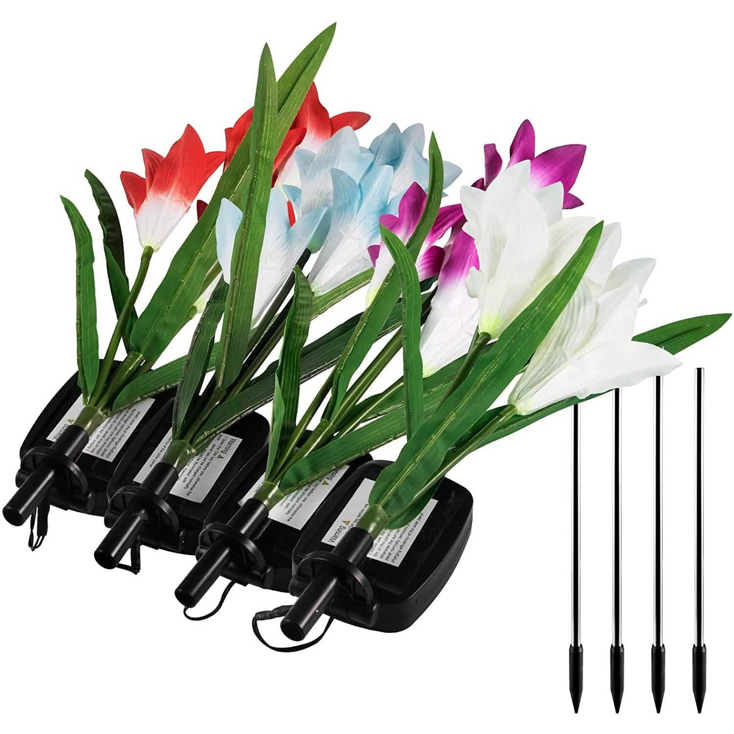 4-Pack: Solar Garden Lights Color Changing with16 Larger Lily Flowers DailySale