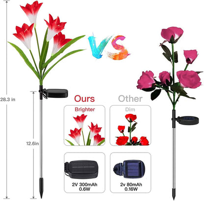 4-Pack: Solar Garden Lights Color Changing with16 Larger Lily Flowers DailySale