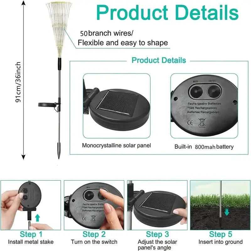 4-Pack: Solar Lights Outdoor, Warm White Garden Lights DailySale