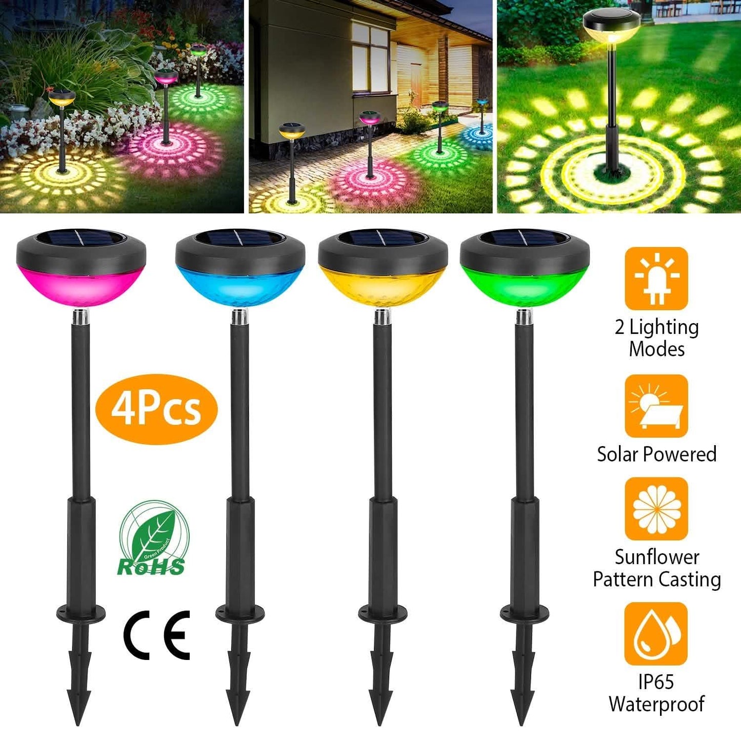 4-Pack: Solar Pathway Color Changing Garden Light DailySale