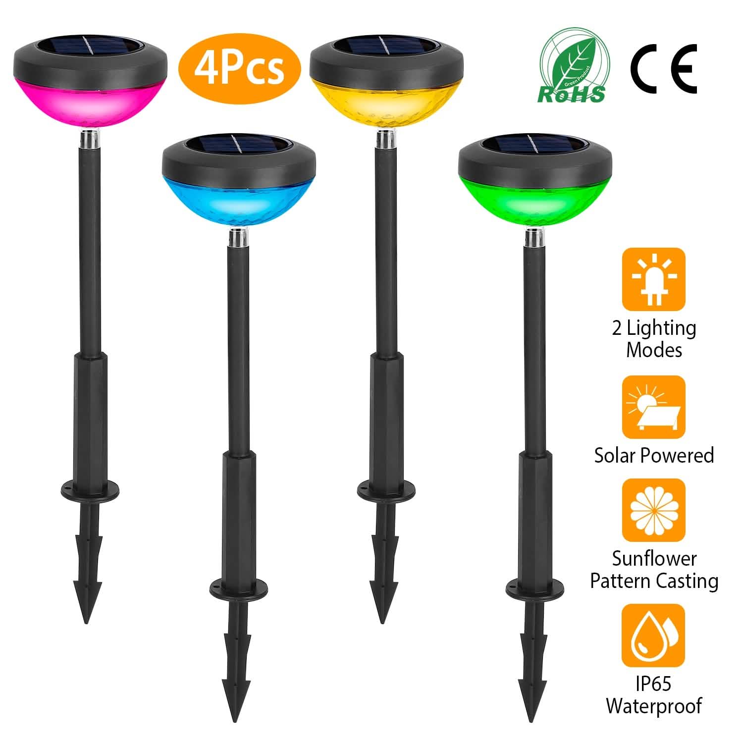 4-Pack: Solar Pathway Color Changing Garden Light DailySale