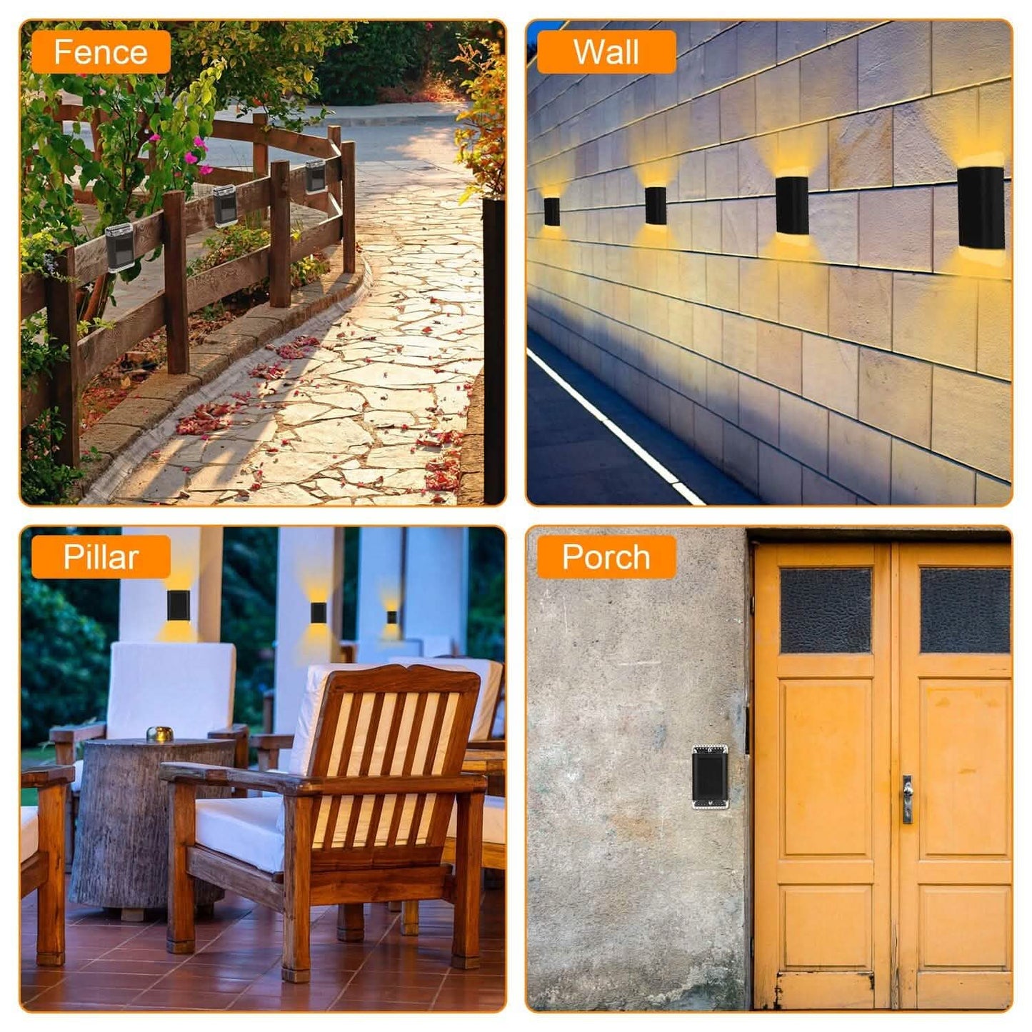 4-Pack: Solar Powered Wall Sconce Light IP55 Rechargeable Optical Sensor Lamp DailySale