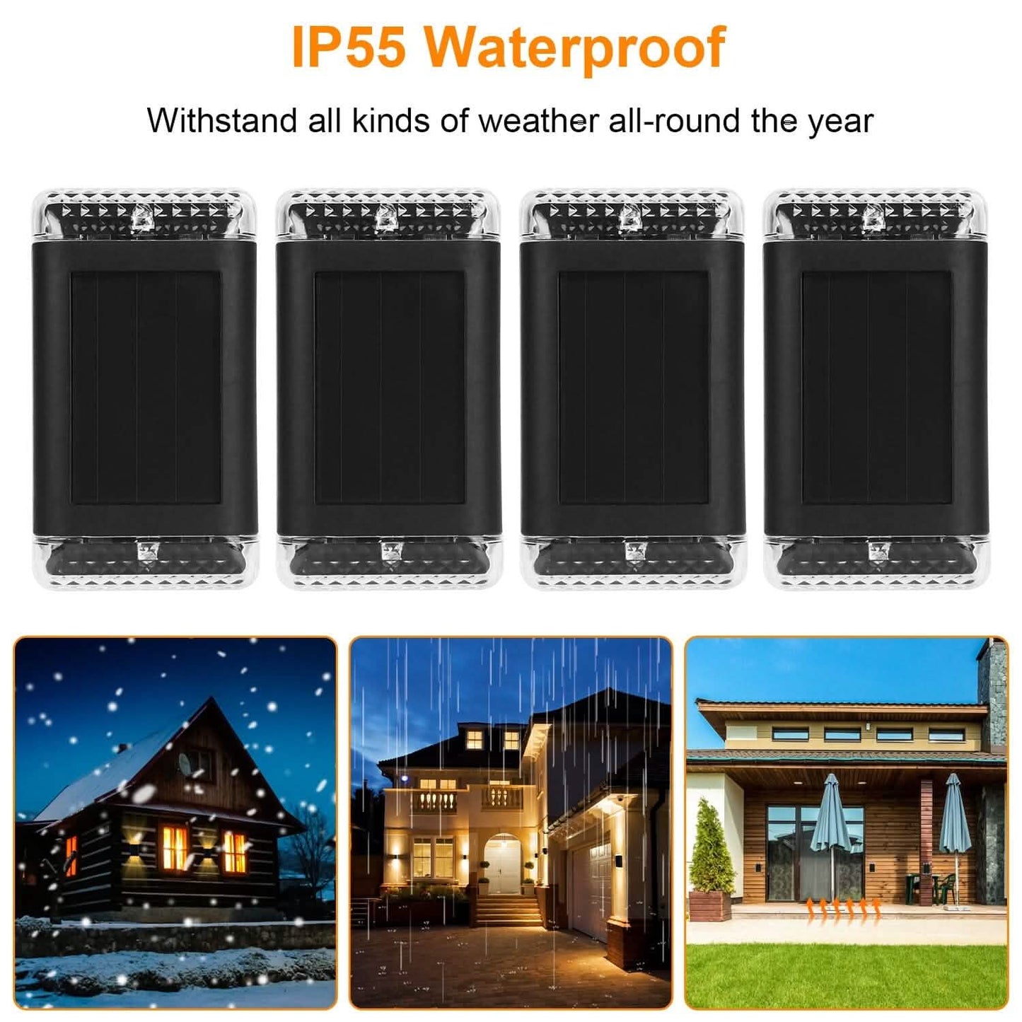 4-Pack: Solar Powered Wall Sconce Light IP55 Rechargeable Optical Sensor Lamp DailySale
