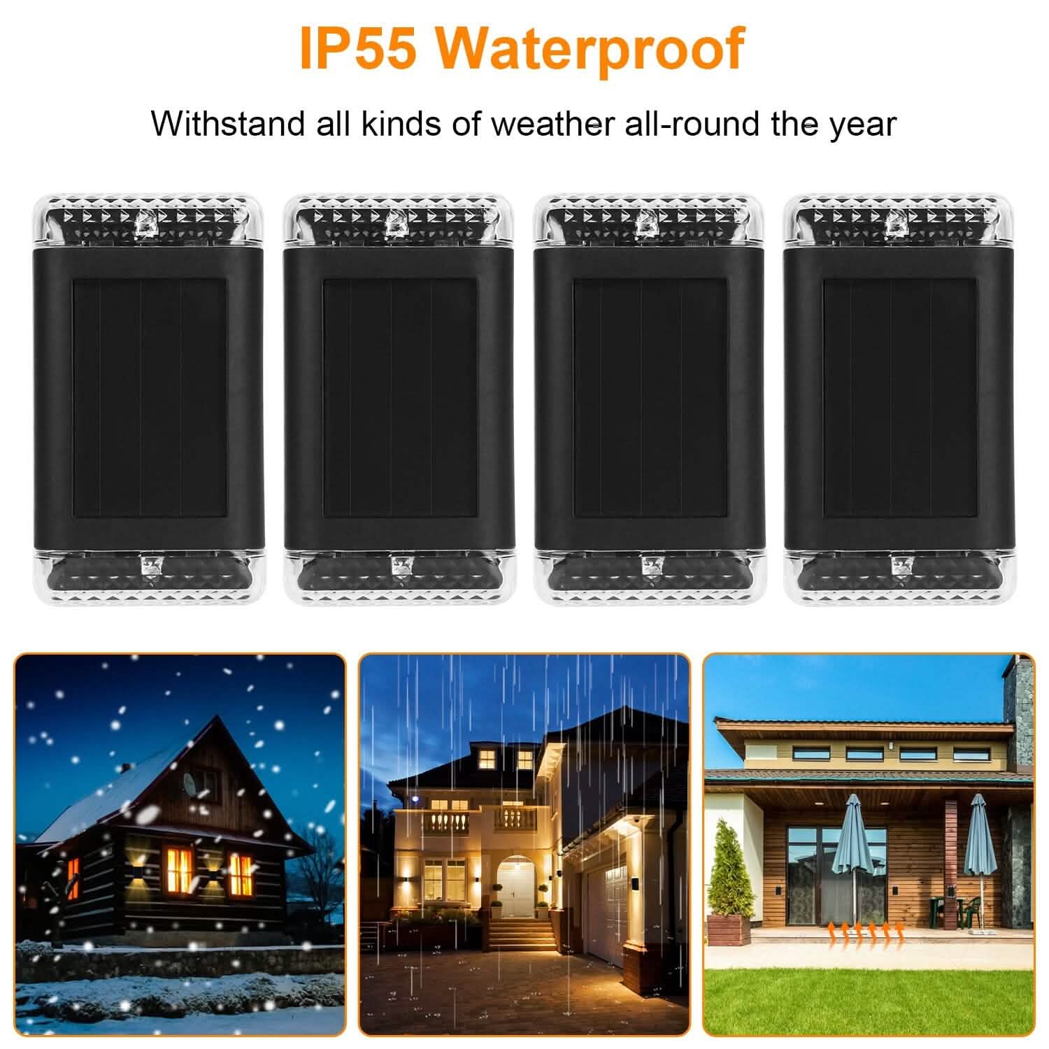 4-Pack: Solar Powered Wall Sconce Light IP55 Rechargeable Optical Sensor Lamp DailySale