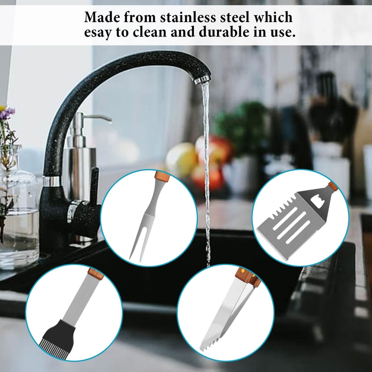 4-Pack: Stainless Steel BBQ Grill Tool Set DailySale