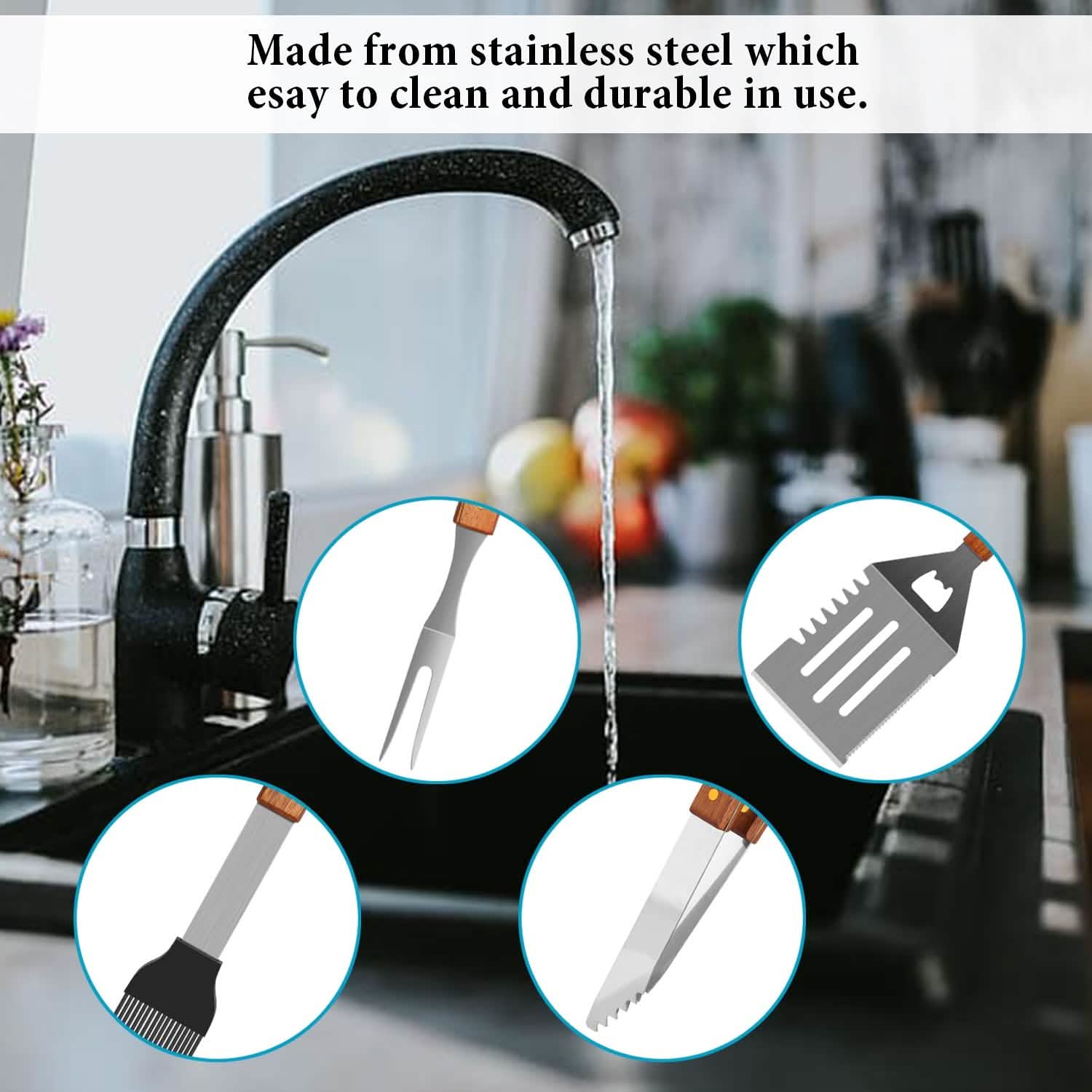 4-Pack: Stainless Steel BBQ Grill Tool Set DailySale