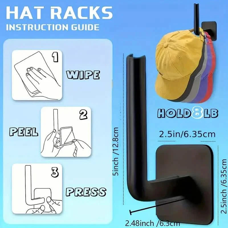 4-Pack: Wall Hat Rack, L-Shaped Storage Rack with Strong Adhesive DailySale