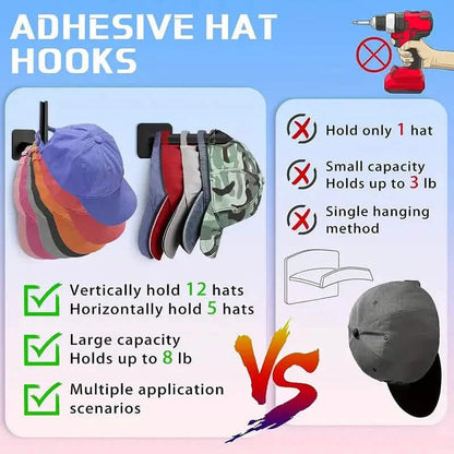 4-Pack: Wall Hat Rack, L-Shaped Storage Rack with Strong Adhesive DailySale