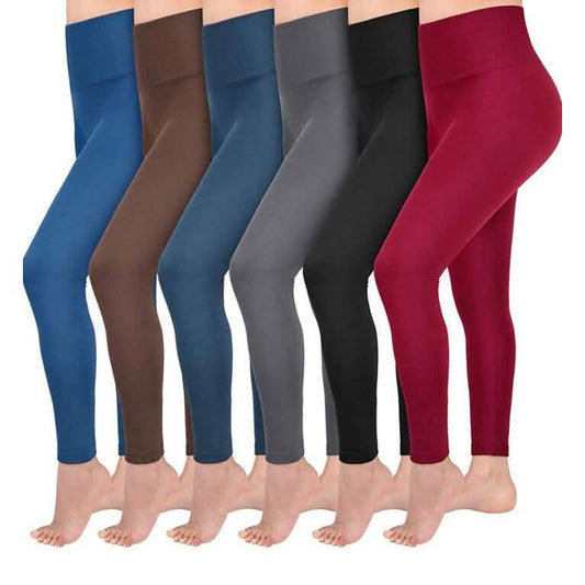 4-Pack: Women’s Fleece Lined Leggings High Waist (One Size) DailySale