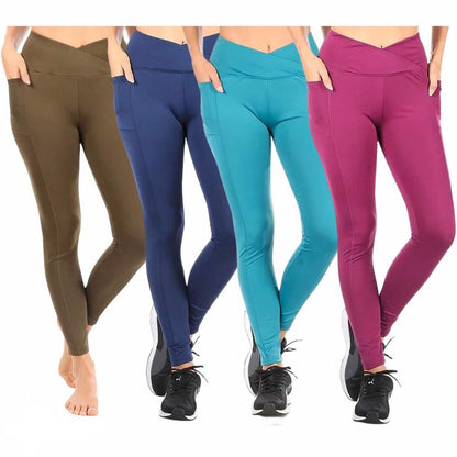 4-Pack: Women's High-Waist Active Leggings with Pockets DailySale