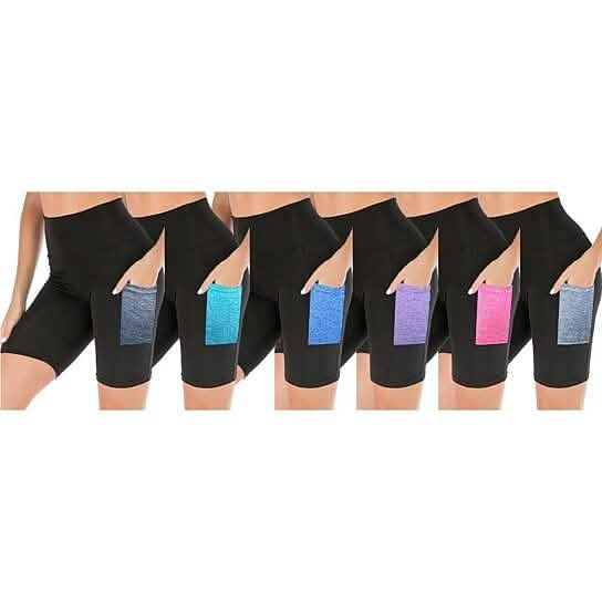 4-Pack: Women's High Waisted Biker Shorts with Pockets DailySale