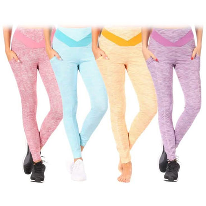 4-Pack: Women's Tummy Control Active Leggings with Pockets DailySale