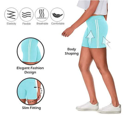 4-Pack: Women's Ultra-Soft Stretchy Athletic Workout Yoga Shorts with Stripes DailySale