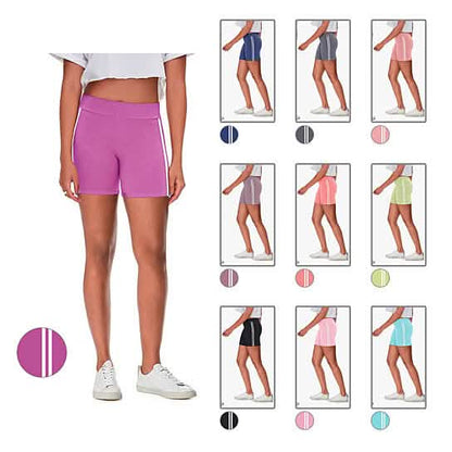 4-Pack: Women's Ultra-Soft Stretchy Athletic Workout Yoga Shorts with Stripes DailySale