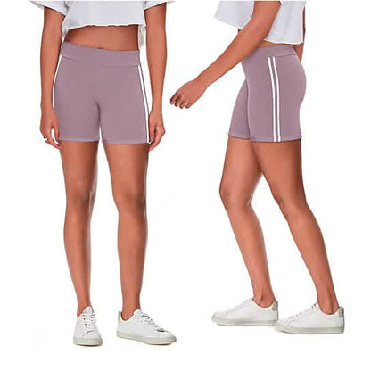 4-Pack: Women's Ultra-Soft Stretchy Athletic Workout Yoga Shorts with Stripes DailySale