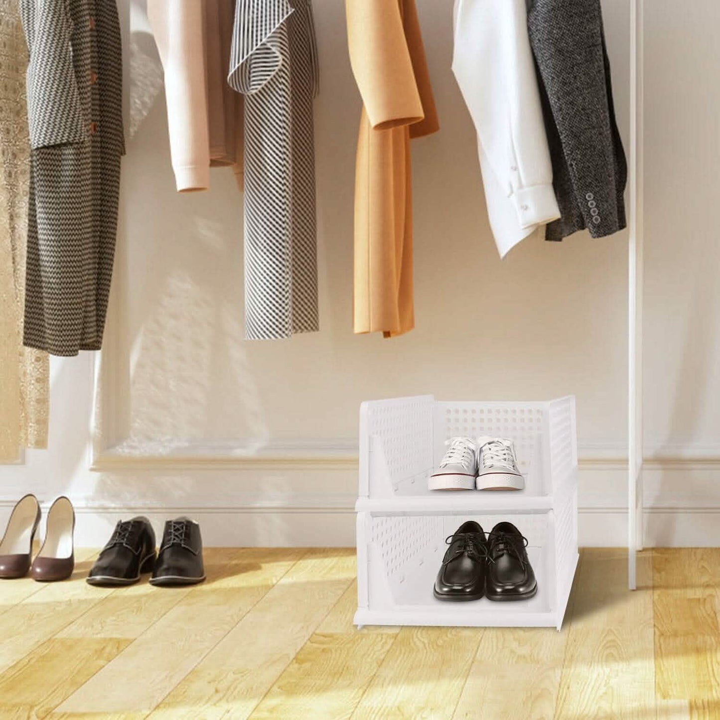 4-Packs: Plastic Storage Box Closet Organizer Foldable Storage with Slide Rail Push-Pull DailySale