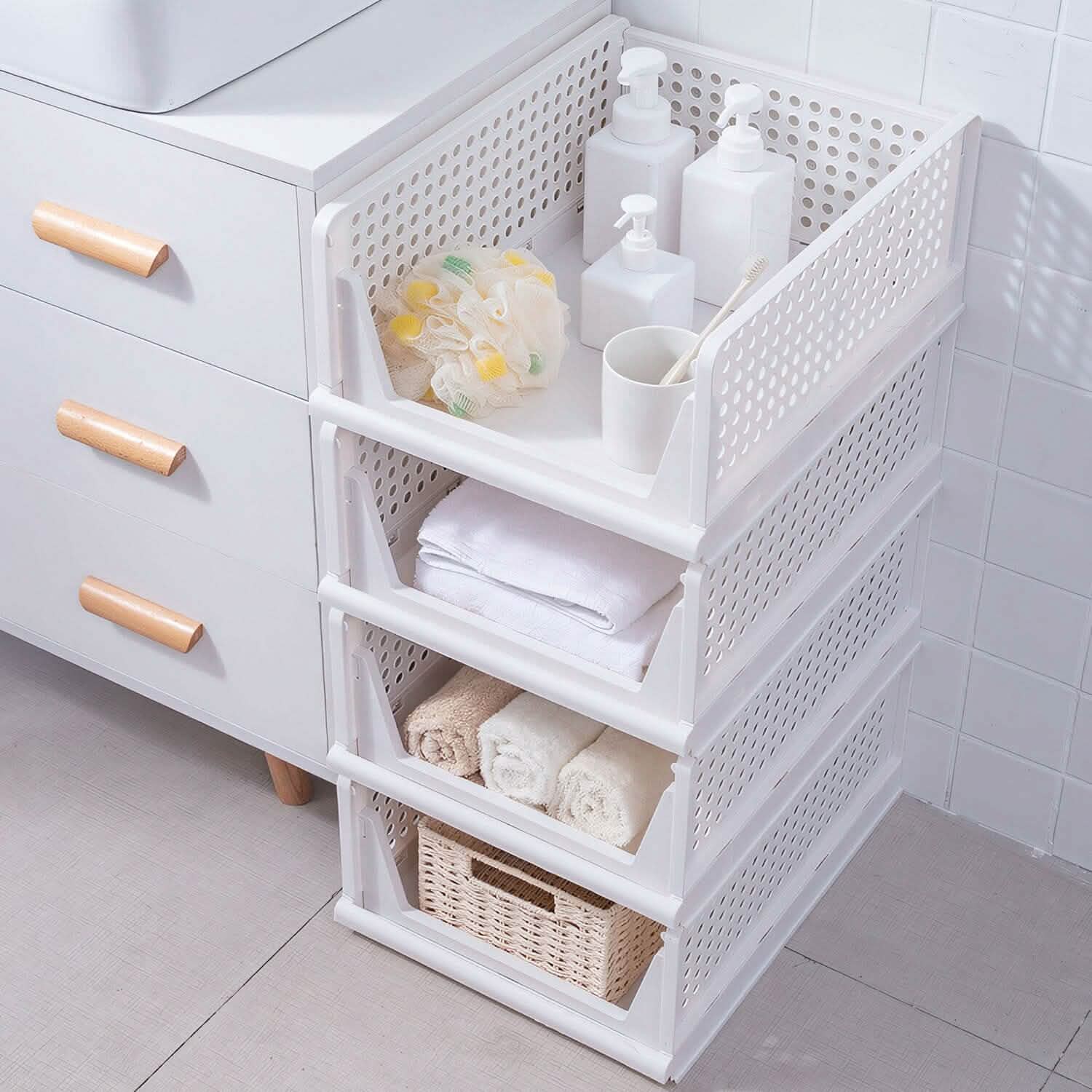 4-Packs: Plastic Storage Box Closet Organizer Foldable Storage with Slide Rail Push-Pull DailySale