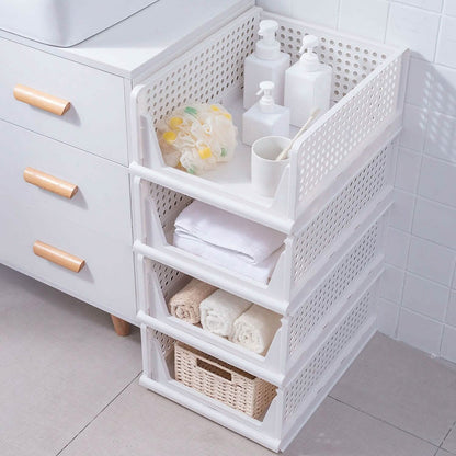 4-Packs: Plastic Storage Box Closet Organizer Foldable Storage with Slide Rail Push-Pull DailySale