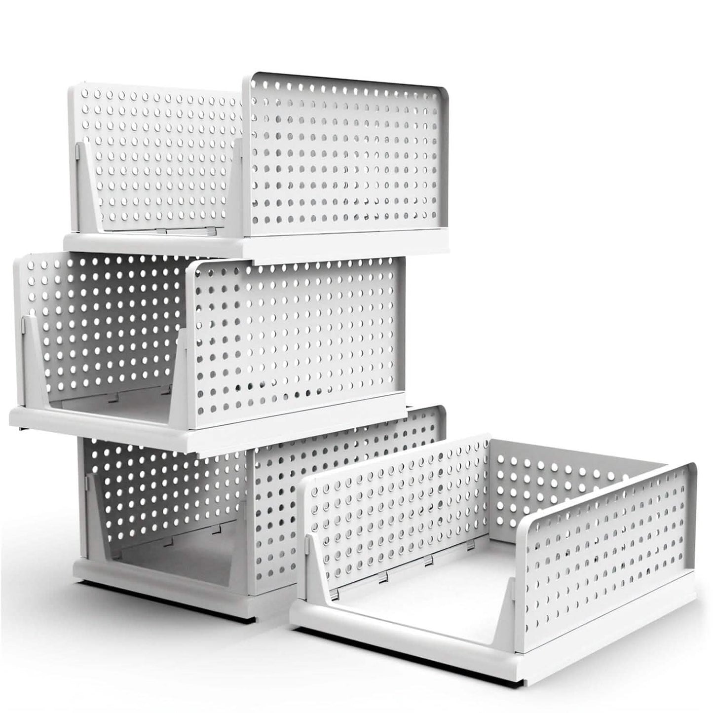 4-Packs: Plastic Storage Box Closet Organizer Foldable Storage with Slide Rail Push-Pull DailySale