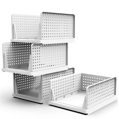 4-Packs: Plastic Storage Box Closet Organizer Foldable Storage with Slide Rail Push-Pull DailySale