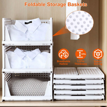 4-Packs: Plastic Storage Box Closet Organizer Foldable Storage with Slide Rail Push-Pull DailySale