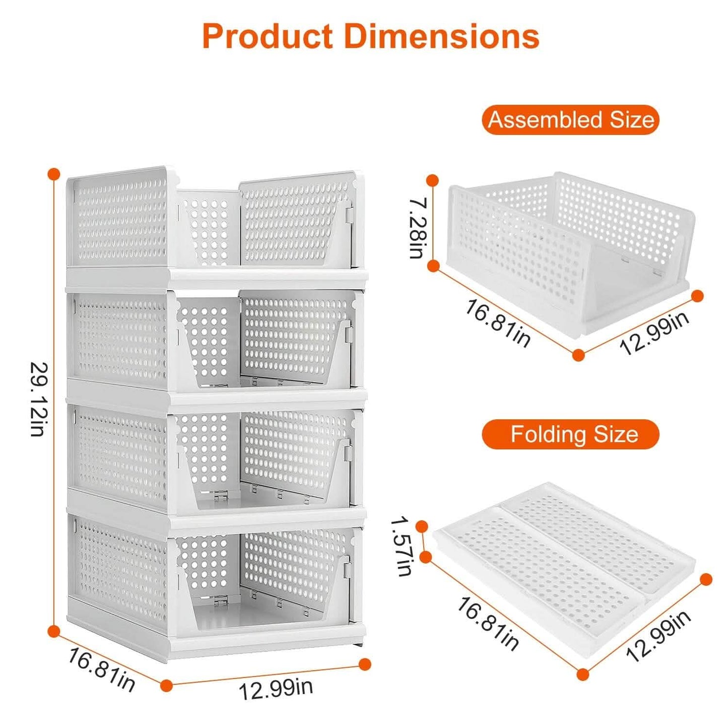4-Packs: Plastic Storage Box Closet Organizer Foldable Storage with Slide Rail Push-Pull DailySale