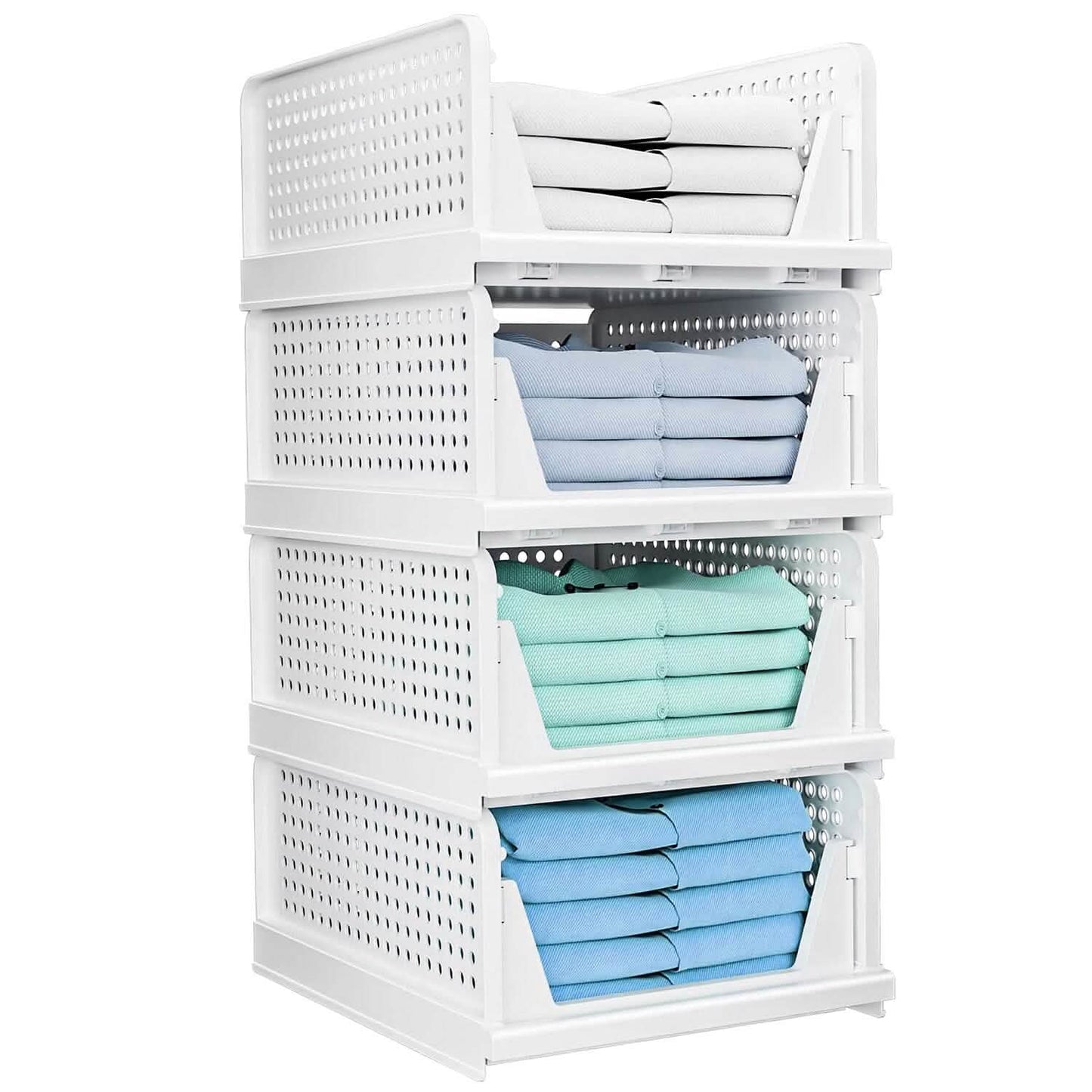 4-Packs: Plastic Storage Box Closet Organizer Foldable Storage with Slide Rail Push-Pull DailySale