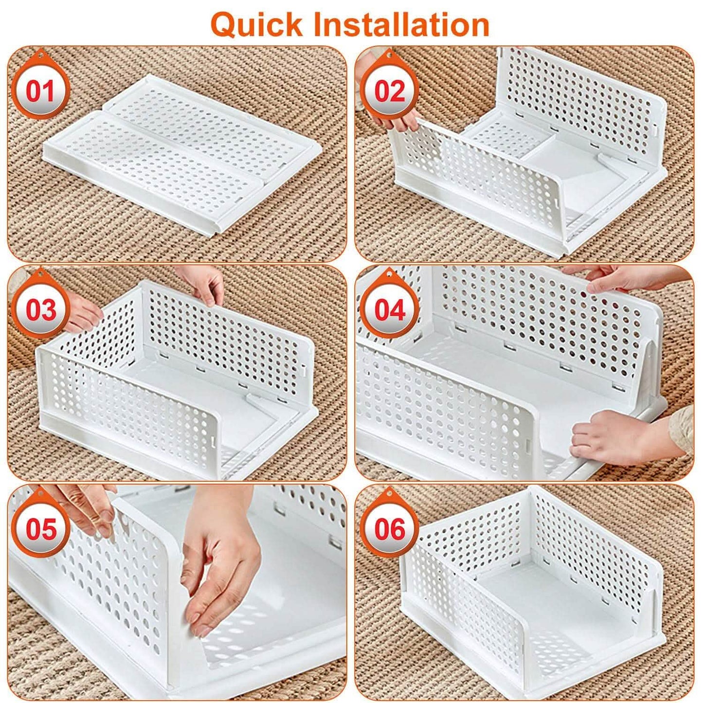 4-Packs: Plastic Storage Box Closet Organizer Foldable Storage with Slide Rail Push-Pull DailySale