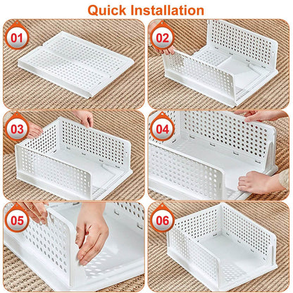 4-Packs: Plastic Storage Box Closet Organizer Foldable Storage with Slide Rail Push-Pull DailySale