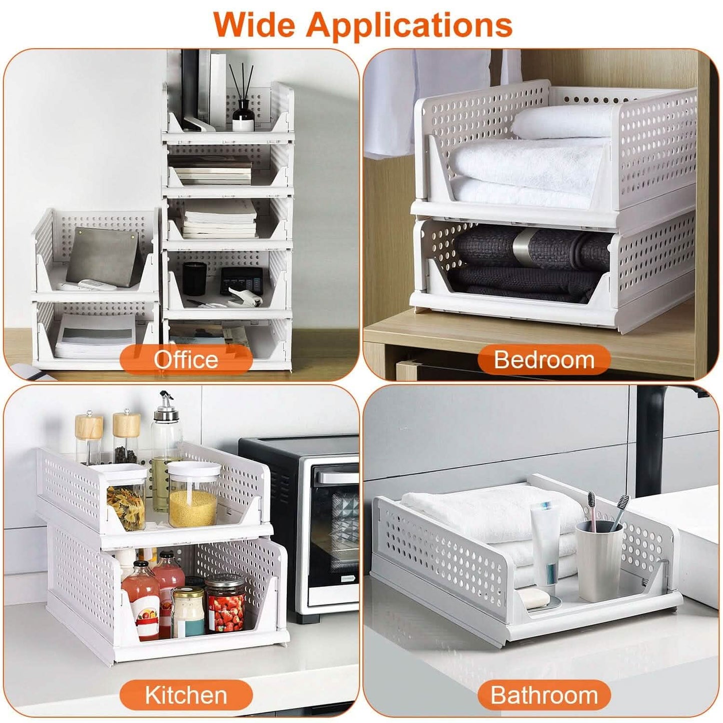 4-Packs: Plastic Storage Box Closet Organizer Foldable Storage with Slide Rail Push-Pull DailySale