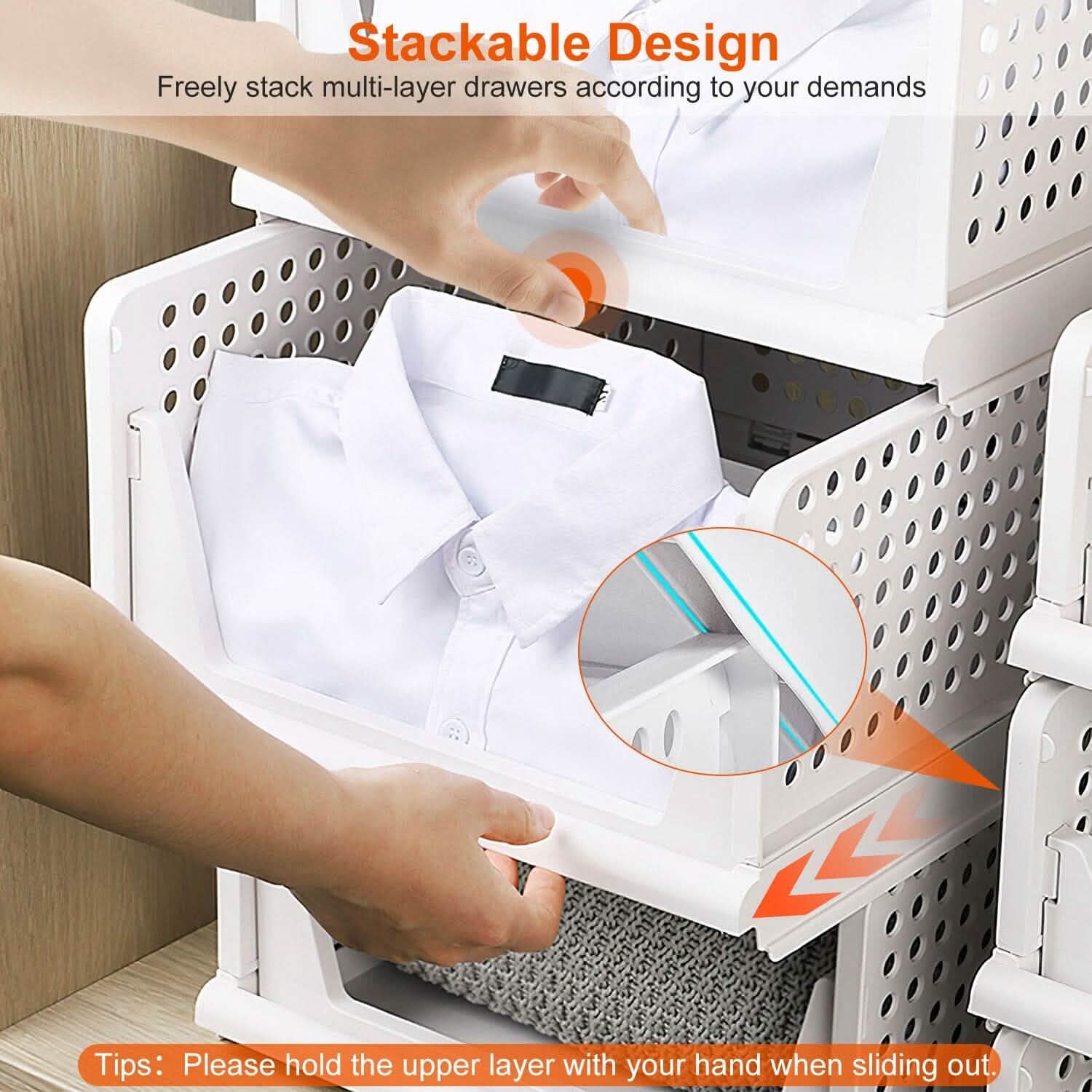 4-Packs: Plastic Storage Box Closet Organizer Foldable Storage with Slide Rail Push-Pull DailySale