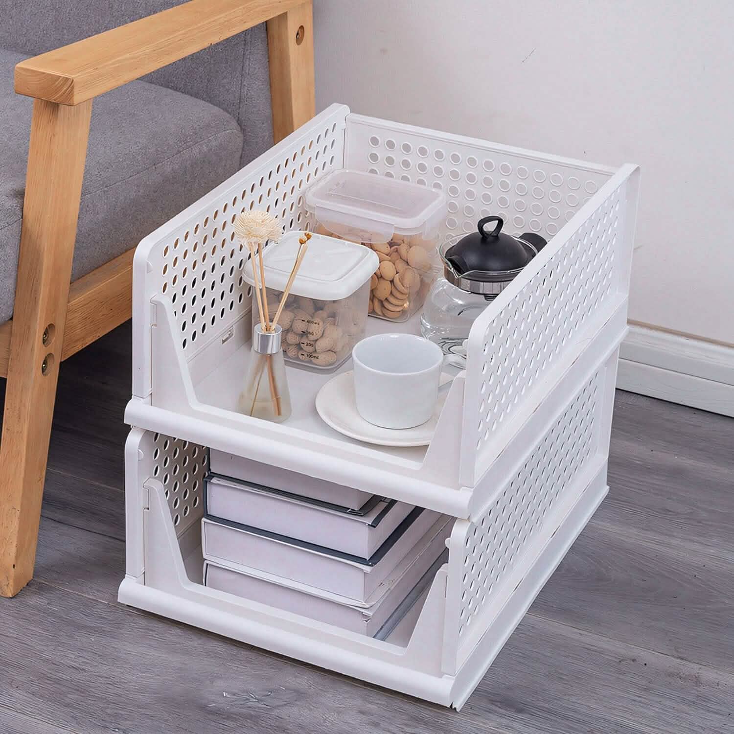 4-Packs: Plastic Storage Box Closet Organizer Foldable Storage with Slide Rail Push-Pull DailySale