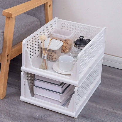 4-Packs: Plastic Storage Box Closet Organizer Foldable Storage with Slide Rail Push-Pull DailySale