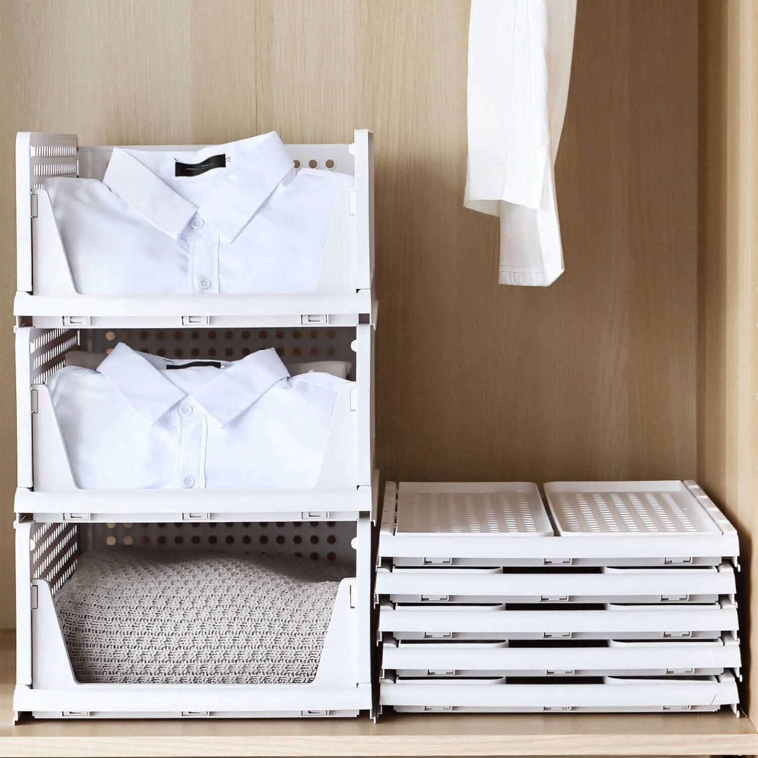 4-Packs: Plastic Storage Box Closet Organizer Foldable Storage with Slide Rail Push-Pull DailySale