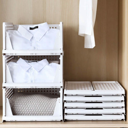 4-Packs: Plastic Storage Box Closet Organizer Foldable Storage with Slide Rail Push-Pull DailySale