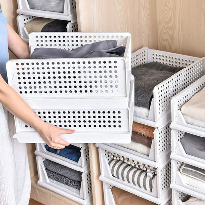 4-Packs: Plastic Storage Box Closet Organizer Foldable Storage with Slide Rail Push-Pull DailySale