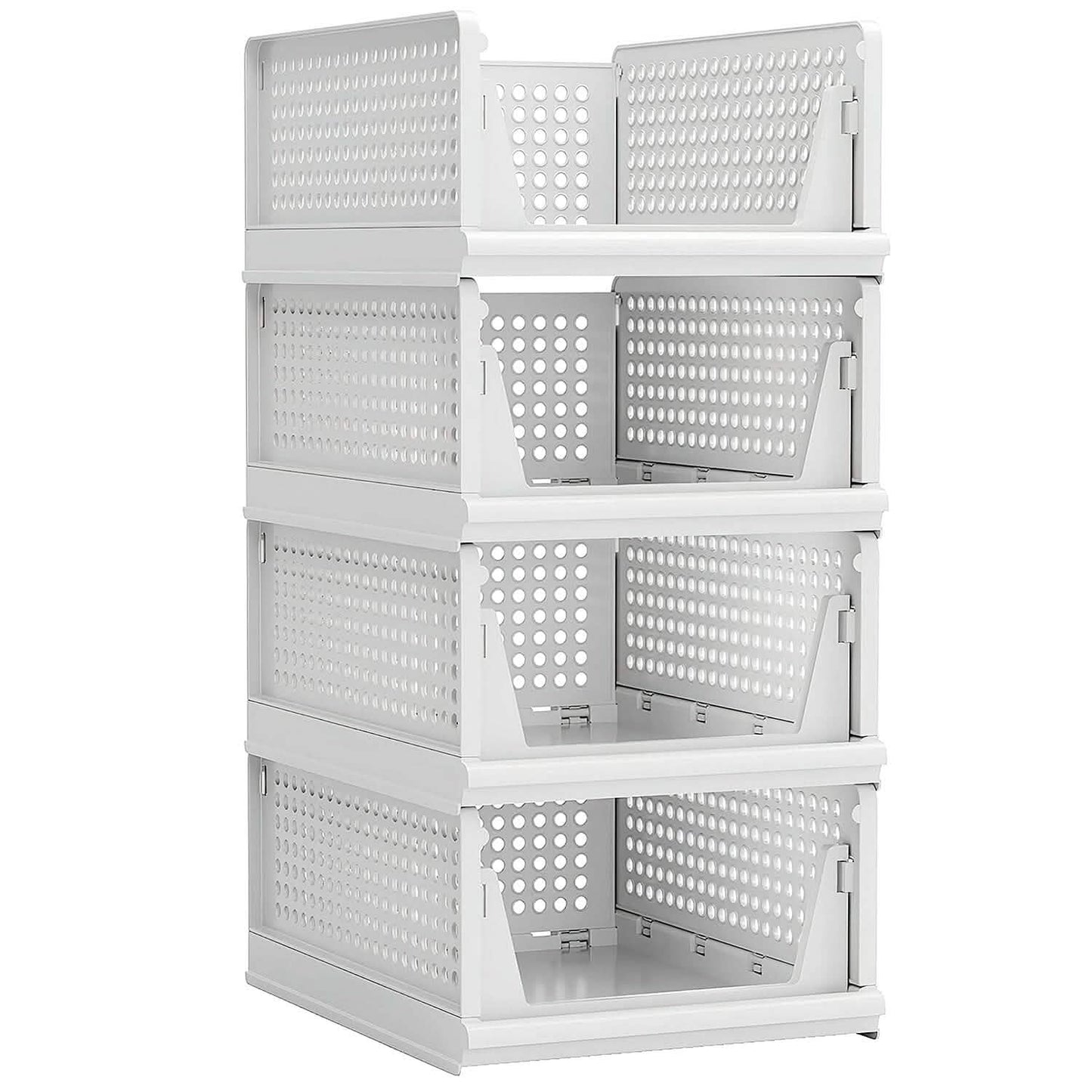 4-Packs: Plastic Storage Box Closet Organizer Foldable Storage with Slide Rail Push-Pull DailySale